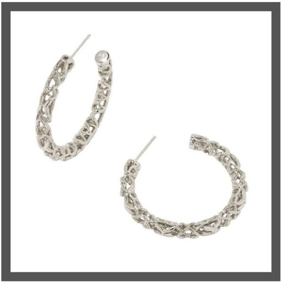Kendra Scott Jewelry - Kendra Scott Maeve Filigree Rhodium Over Brass Silver-Tone Hoop Earrings NWT